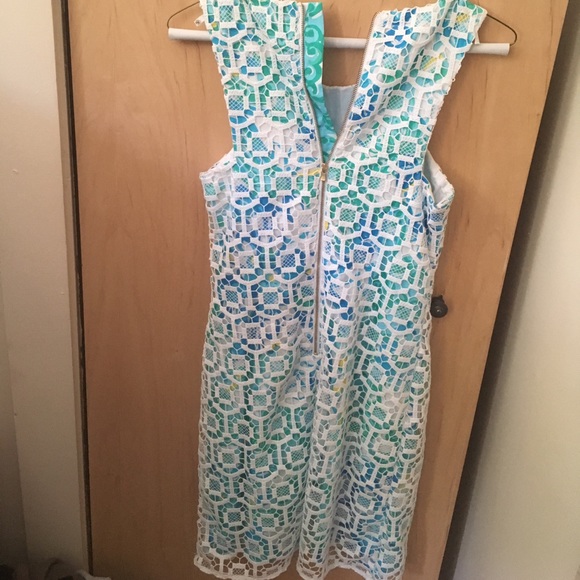 Lilly Pulitzer dress blue/green with white overlay - Picture 2 of 2
